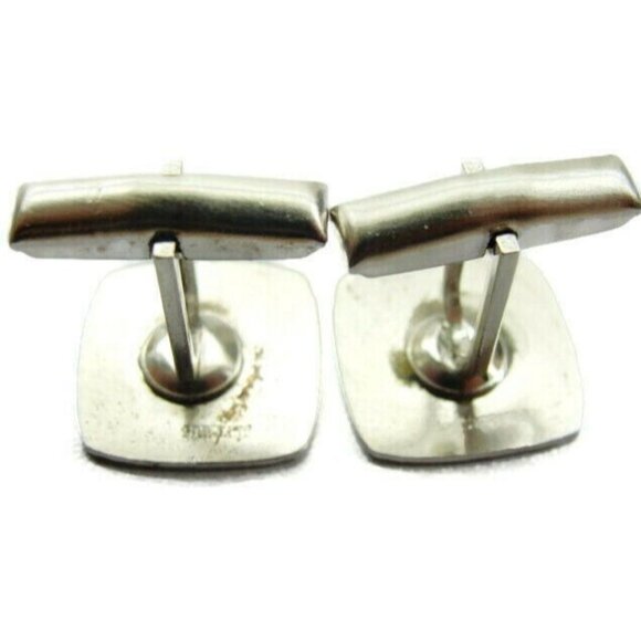 Cufflinks Rough Gradient Texture Sterling Silver 925 Vintage Patina - Picture 4 of 9